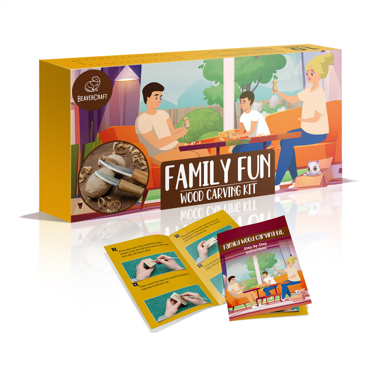 BeaverCraft Family Fun Mushroom Carving Kit, Set for 2 Carvers