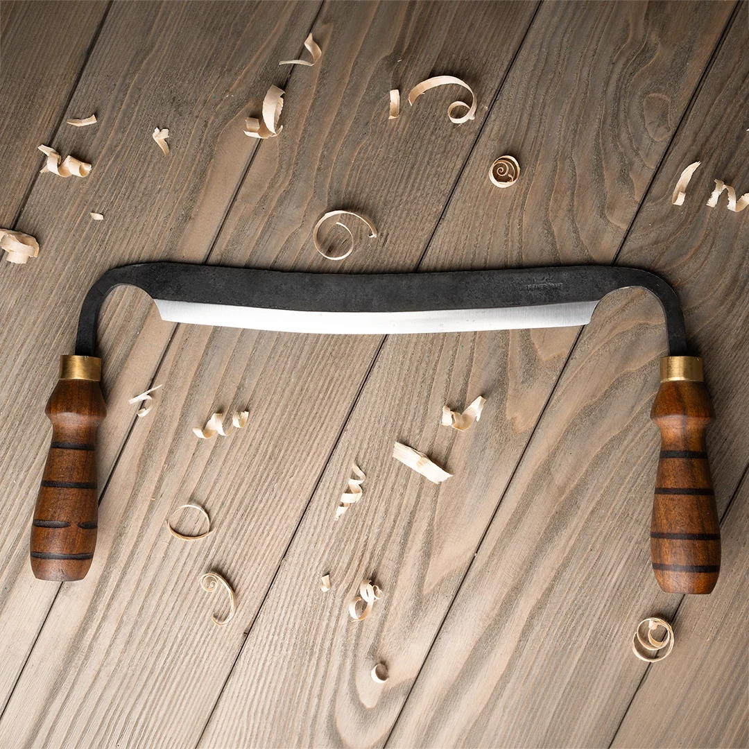 BeaverCraft Hand Forged Debarking Drawknife with Leather Sheath