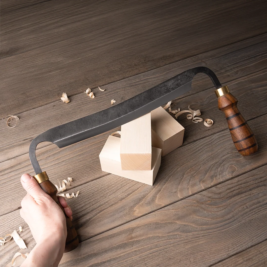 BeaverCraft Hand Forged Debarking Drawknife with Leather Sheath