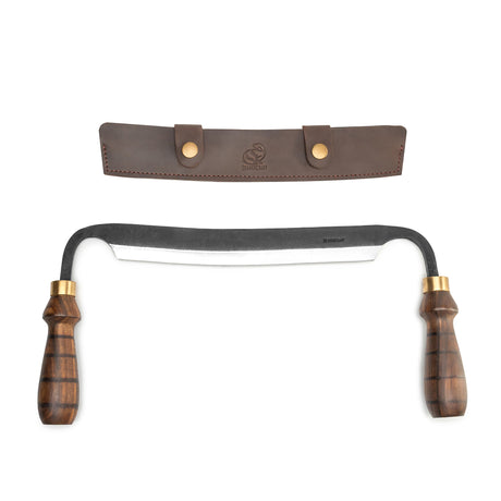 BeaverCraft Hand Forged Debarking Drawknife with Leather Sheath