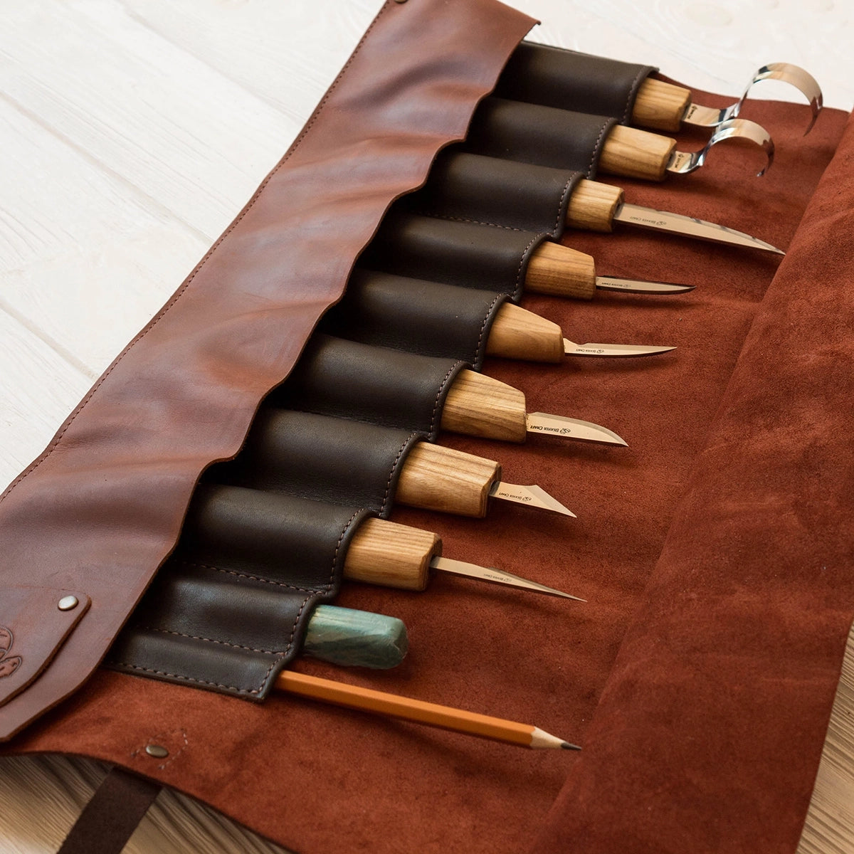 BeaverCraft 10 Pocket Genuine Leather Tool Roll