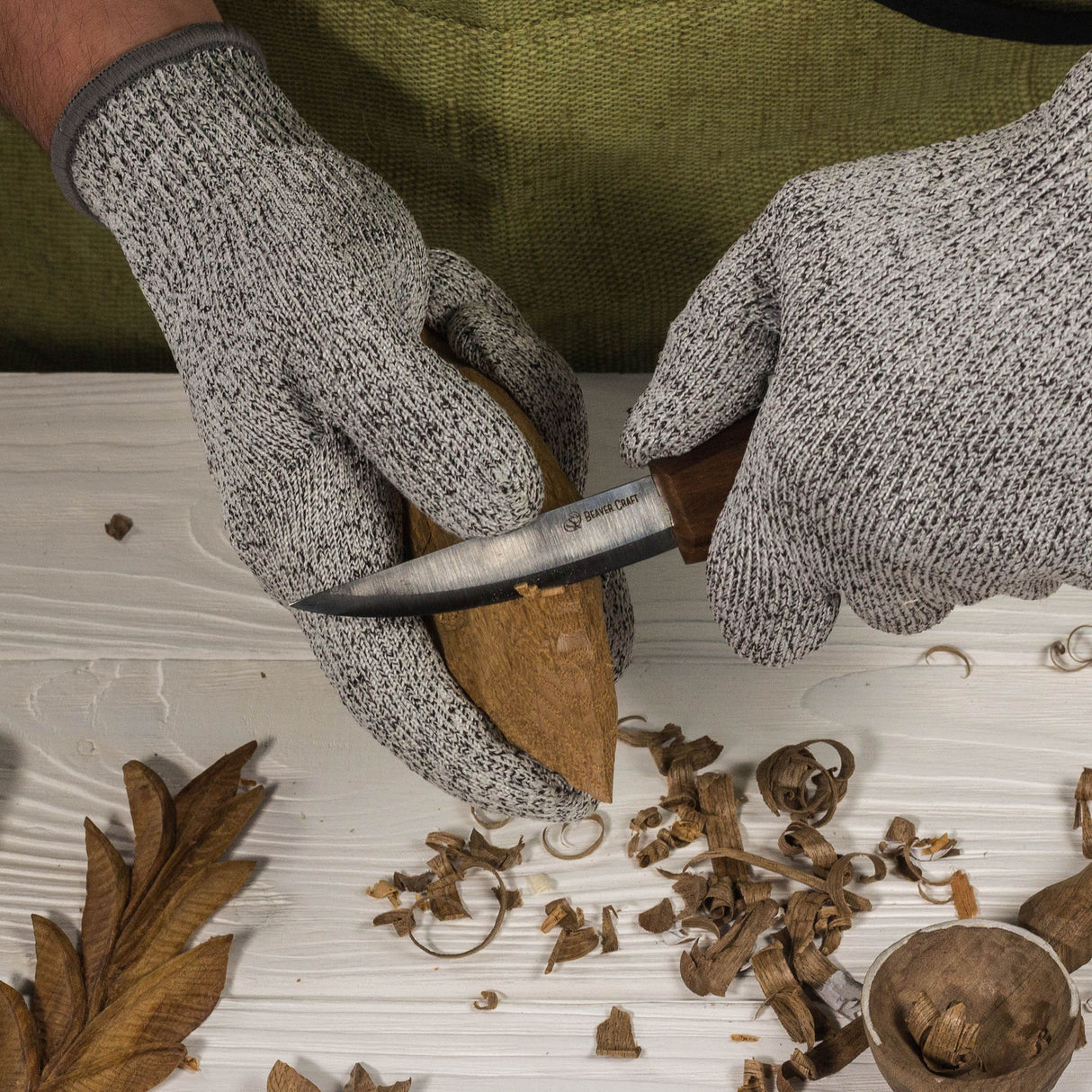 BeaverCraft 10 Piece Deluxe Wood Carving Set in Genuine Leather Tool Roll