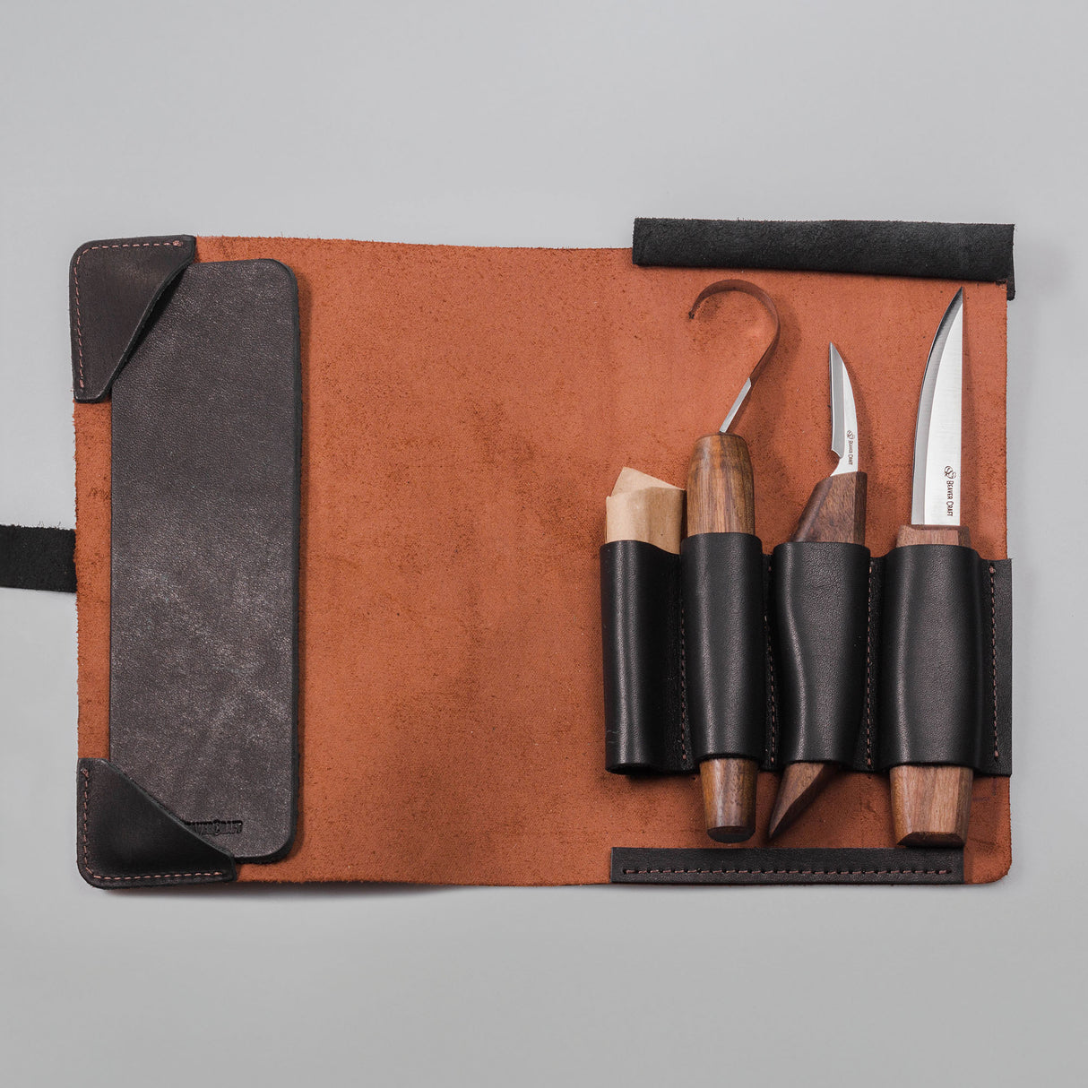 BeaverCraft 5 Piece Spoon Carving Set in Leather Case