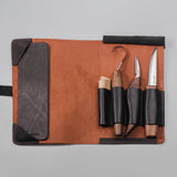 BeaverCraft 5 Piece Spoon Carving Set in Leather Case