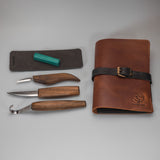BeaverCraft 5 Piece Spoon Carving Set in Leather Case