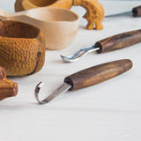 BeaverCraft 5 Piece Extended Carving Set in Genuine Leather Tool Roll