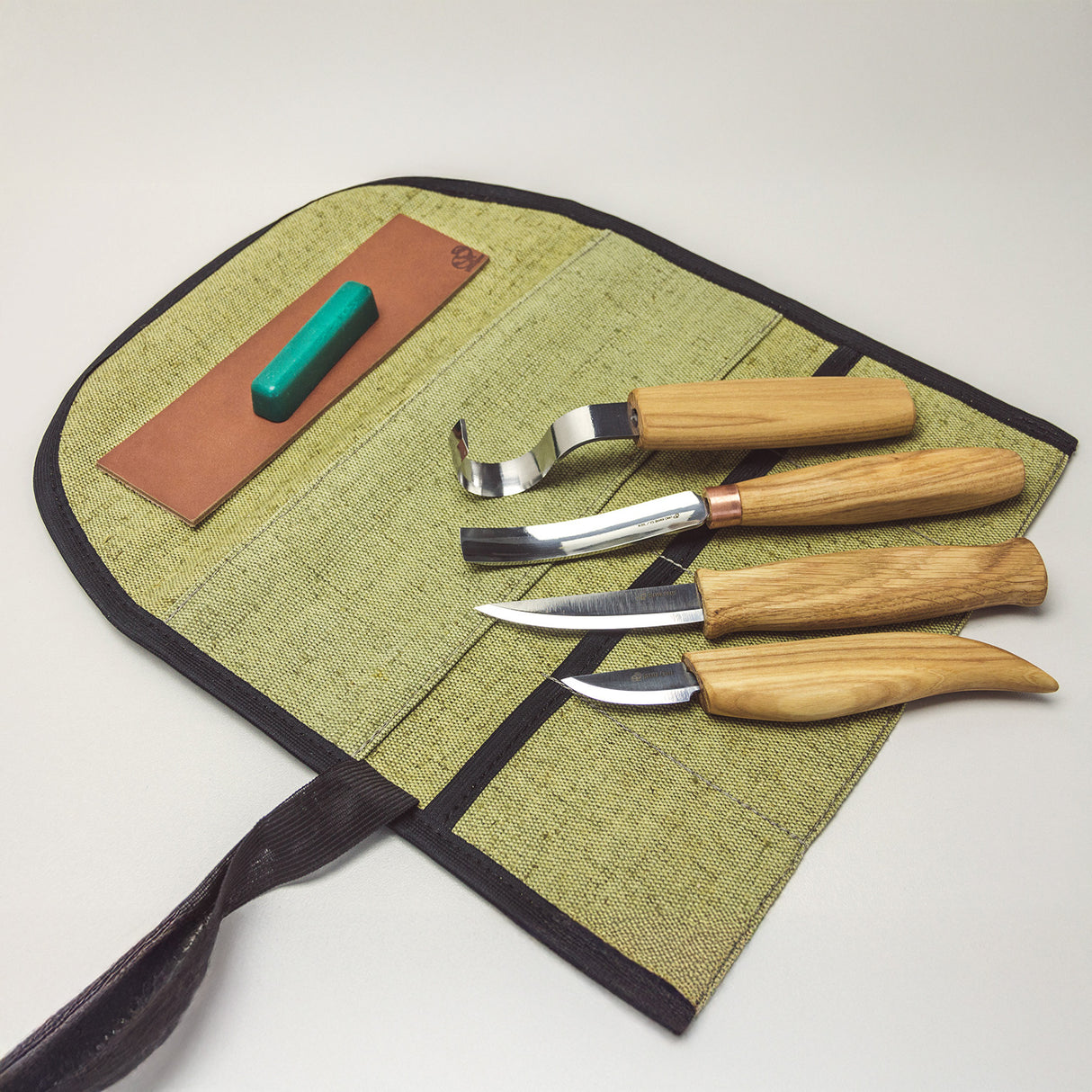 BeaverCraft 6 Piece Professional Spoon Carving Set in Canvas Tool Roll