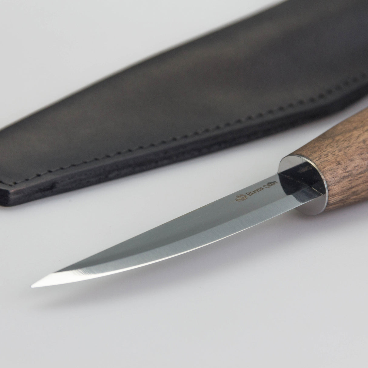 BeaverCraft Sloyd Whittling Knife with Walnut Handle & Leather Sheath