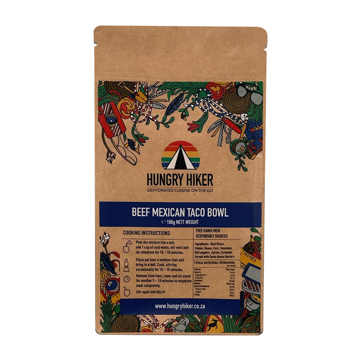 Hungry Hiker Dehydrated Beef Mexican Taco Bowl, 400g