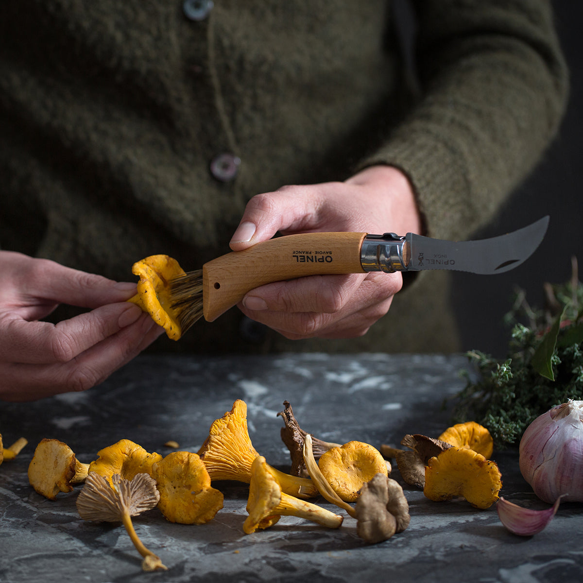 Opinel No. 8 Oak Mushroom Knife with Sheath & Gift Box
