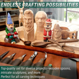 BeaverCraft 10 Piece Deluxe Wood Carving Set in Genuine Leather Tool Roll