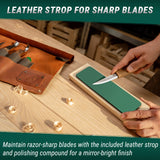 BeaverCraft 10 Piece Deluxe Wood Carving Set in Genuine Leather Tool Roll