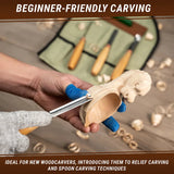 BeaverCraft 4 Piece Wood Carving Gouge & Chisel Set in Canvas Tool Roll
