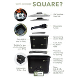 Square Cookware Nesting Pot Set with Storage Bag