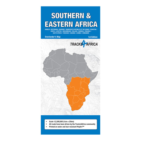 Tracks4Africa Southern & Eastern Africa Overlander's Map, Edition 1