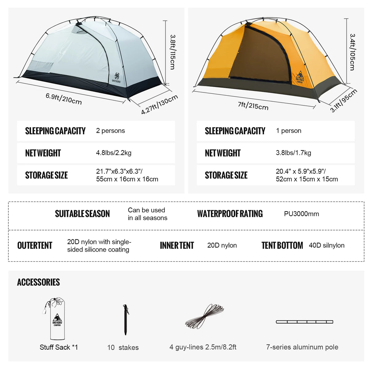 OneTigris Stella 1 Person Backpacking Tent