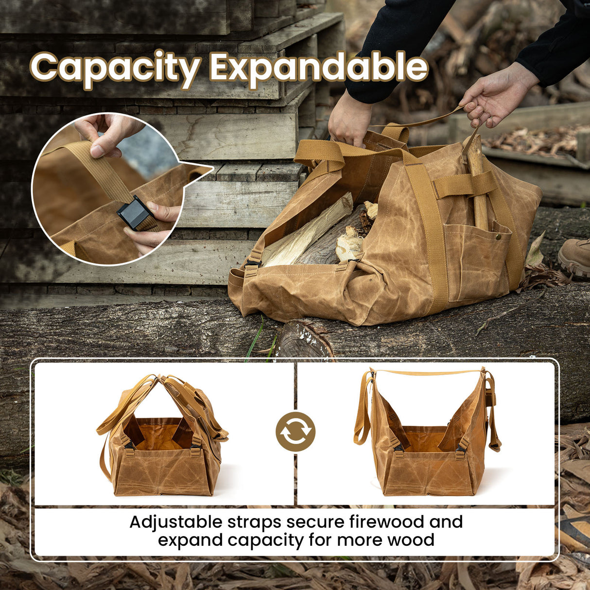 OneTigris Waxed Canvas Log Carrier