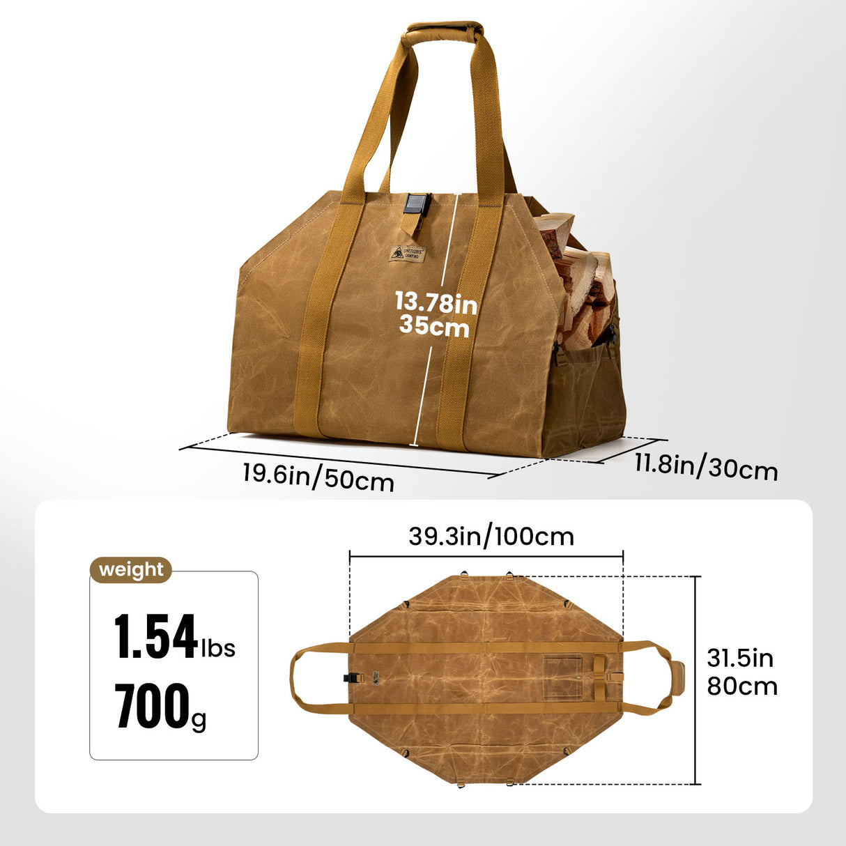 OneTigris Waxed Canvas Log Carrier