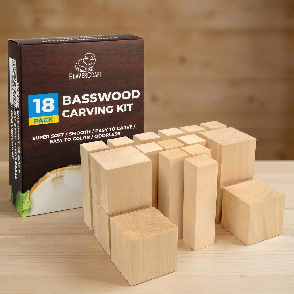 BeaverCraft Basswood DIY Carving Blank, 10 x 5cm
