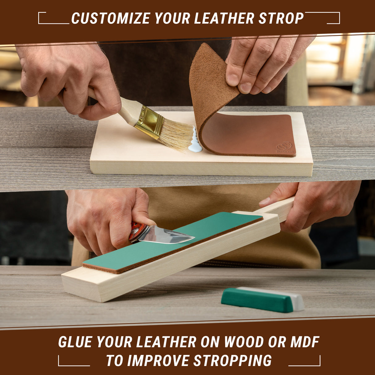 BeaverCraft Leather Strop with Honing & Polishing Compounds