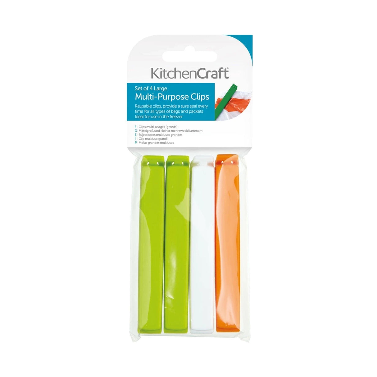 KitchenCraft Bag Clips, Set of 4