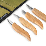 BeaverCraft 4 Piece Beginner Carving Set in Canvas Tool Roll
