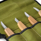 BeaverCraft 4 Piece Beginner Carving Set in Canvas Tool Roll