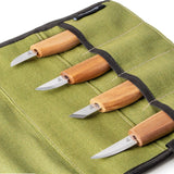 BeaverCraft 4 Piece Beginner Carving Set in Canvas Tool Roll