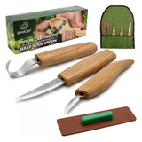 BeaverCraft 5 Piece Extended Spoon Carving Set in Canvas Tool Roll