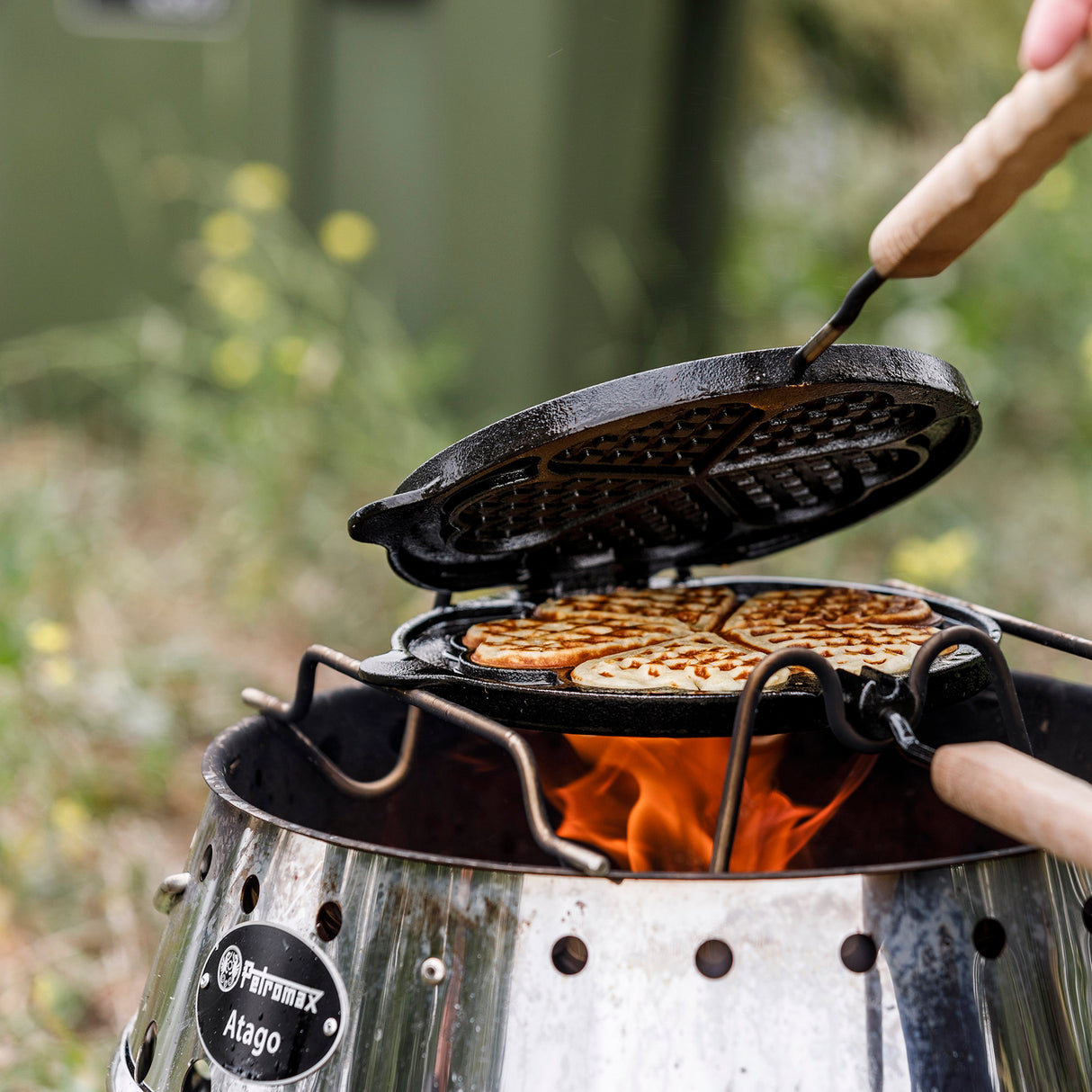 Petromax Cast Iron Rotating Waffle Iron with Stand