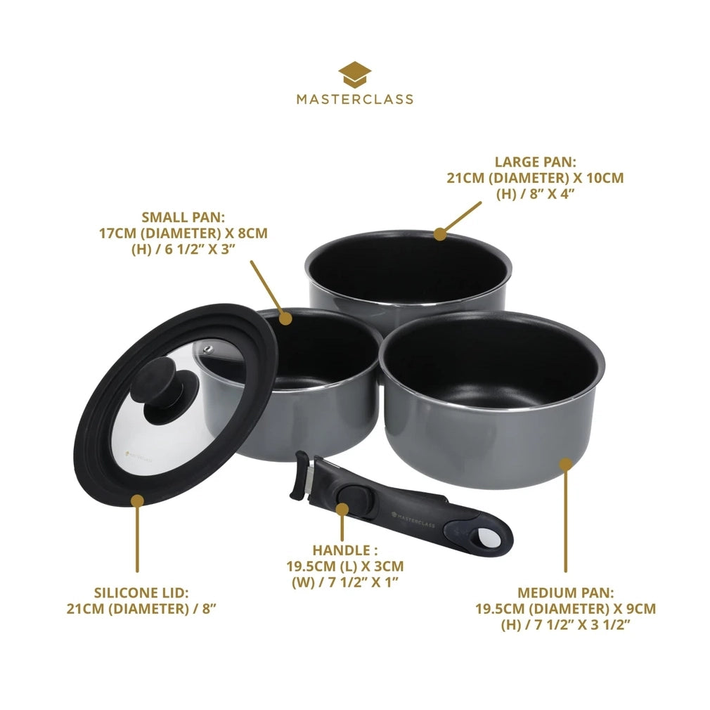 MasterClass Smart Space Non-Stick 3 Piece Saucepan Set