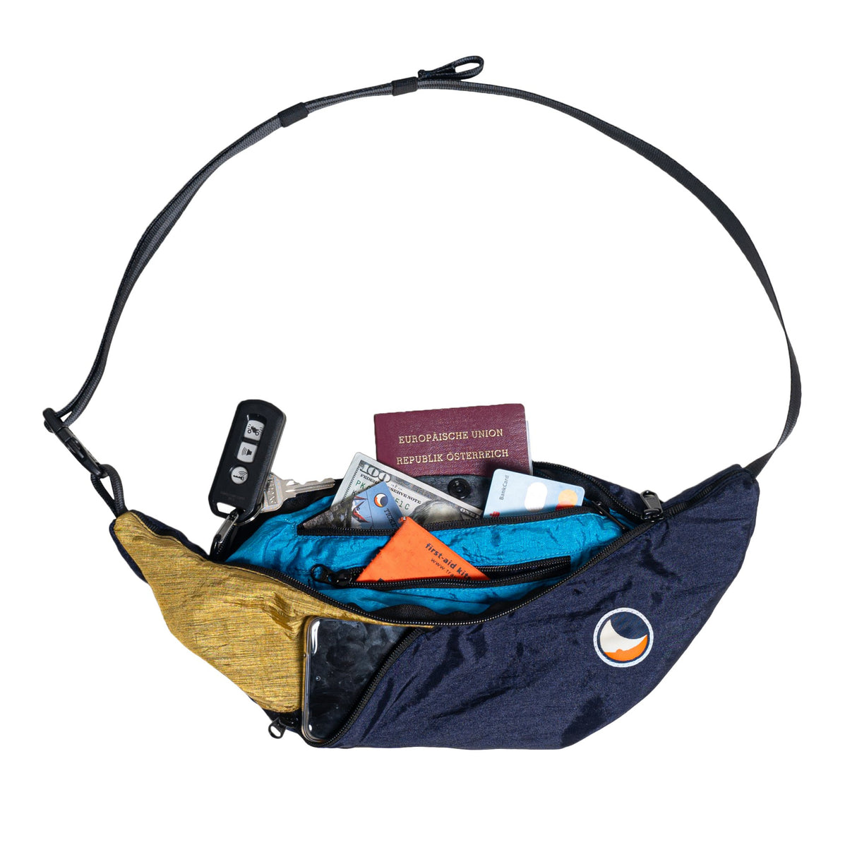 Ticket to the Moon - Upcycled Sling Bag Black / Natural Beige TTTM_TMSLB0741 - Brave Hardy